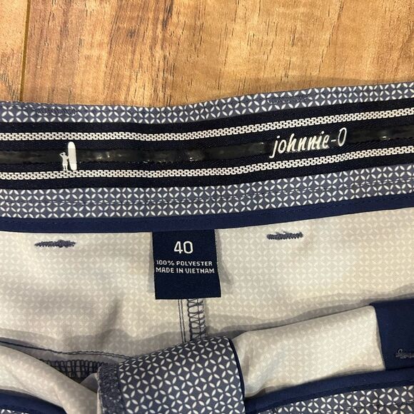 Johnnie-O Golf Performance Shorts 40x9 Pacific Blue Geometric Print - Picture 2 of 9